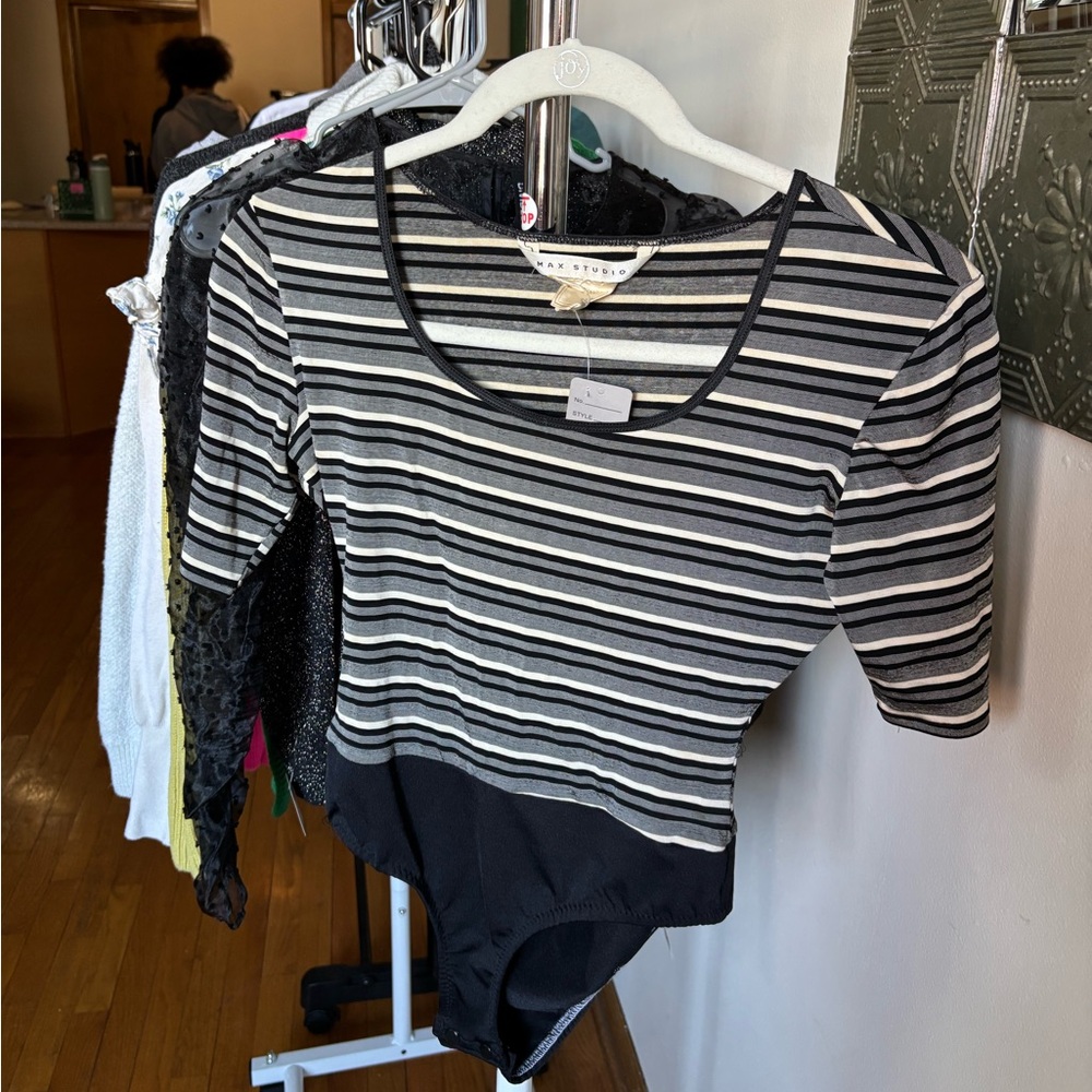 Striped Black and White Bodysuit
